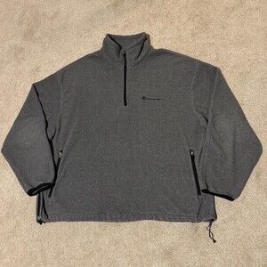 Vintage Champion Fleece Mens size XL 1/4 Zip Outdoor Jacket Pullover Gray 90s